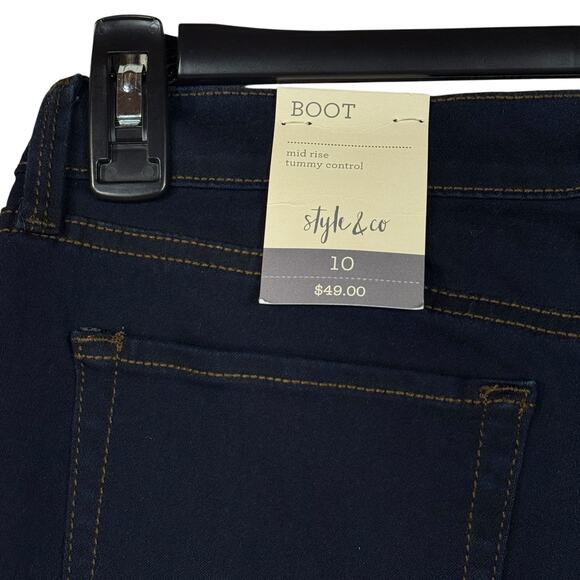Style & Co SZ 10 Boot Leg Bootcut Jeans Mid-Rise Stretch Pockets Zip-Fly Blue - Picture 6 of 9